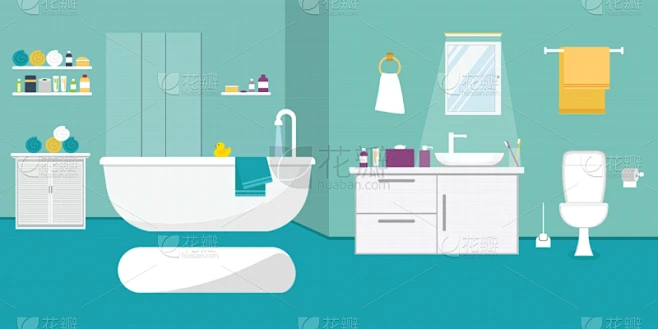家具,浴室,绘画插图,矢量,室内,扁平化设计,高雅,商务,背景分离,长的图片_空间图片素材-花瓣网