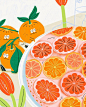 插画师 Jessie Wong 的一组水果与生活场景主题插画作品，作者使用丰富多彩的色彩生动的描绘生活里的场景画面，有趣且让人十分有食欲 #插画分享# ​​​​
