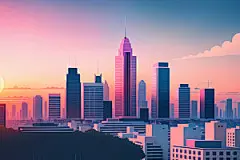 城市扁平风地标插画