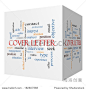 Cover Letter 3D cube Word Cloud Concept with great terms such as interview, resume, summary and more.