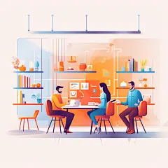 职场工作人物扁平风商务办公场景插画