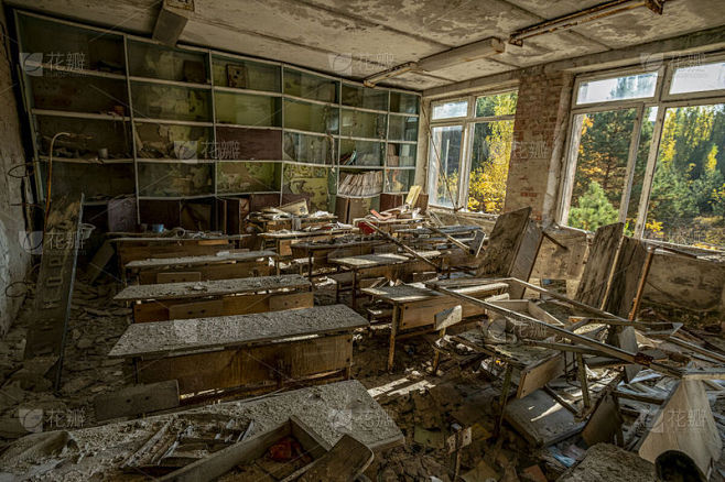 被抛弃的,书,普里皮亚季市,乌克兰,环境...