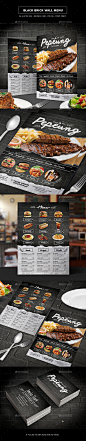 Black Brick Wall Menu - Food Menus Print Templates