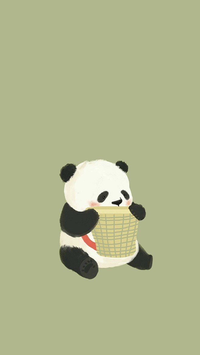 可爱卡通熊猫简约苹果手机壁纸