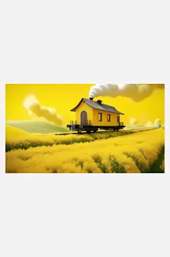 数字艺术艺术插画插图田野列车创意插图-众图网