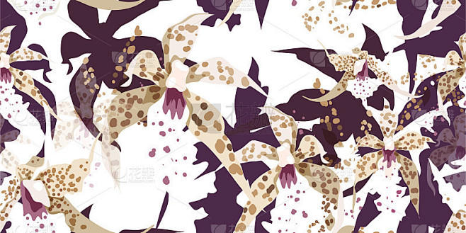 Modern floral seamless pattern with orchids.