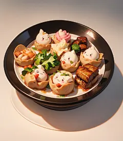 数字艺术美食插画美食摄影小笼包海报素材