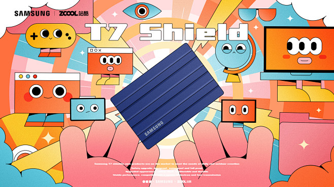 三星T7 Shield硬盘宣传海报 设计...