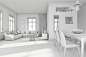 Interior design apartment white template