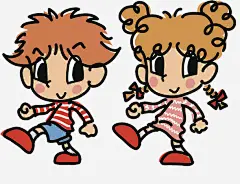 可爱卡通小孩走路免抠素材_新图网 https://ixintu.com 人物插图 卡通 卡通人物走路 可爱 小孩走路 男孩女孩
