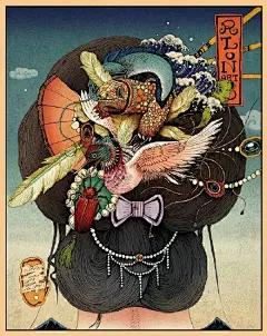 #插画设计# 中国画师 @RLoNwang 浮世绘风格插画作品，一点也不比日本画的差