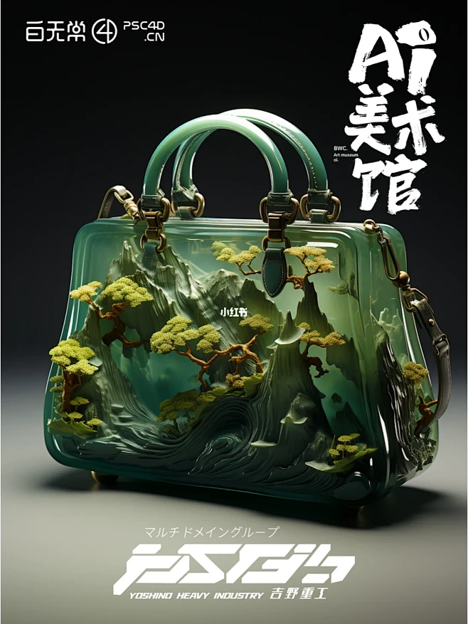 AI美术馆|翡翠手提包