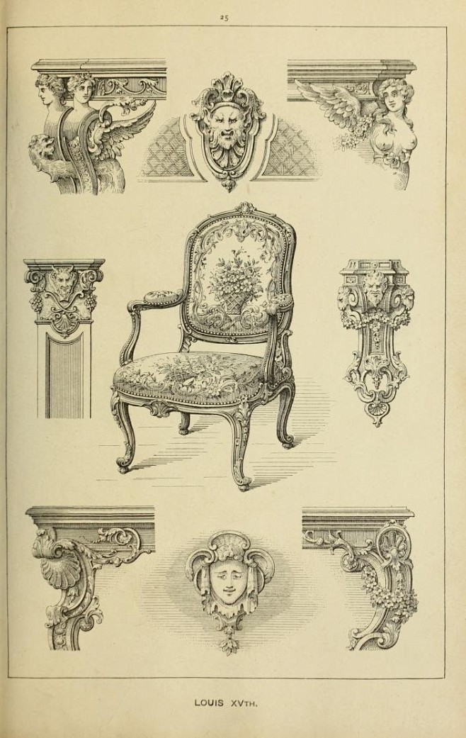 1889年出版的法国路易十五时期的家具图...