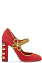 Dolce & Gabbana - Red Suede Military Mary-Jane Heels