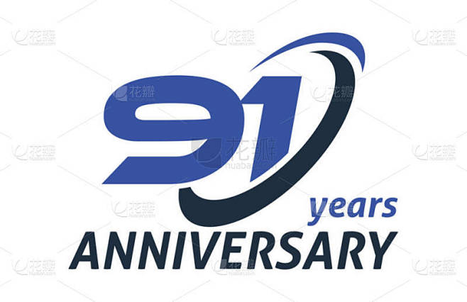 91周年旋风椭圆设计矢量徽标模板