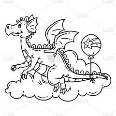 可爱的卡通飞龙。白色背景上的孤立对象。矢量插图。着色书.