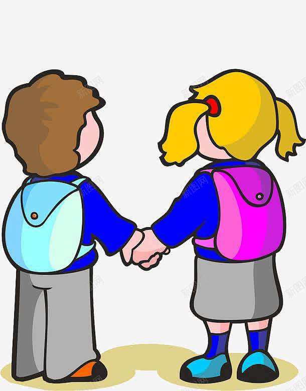 手拉手背书包的两个小学生 免费下载 页面...