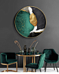 山海琥珀 现代抽象圆形装饰画墙画客厅挂画大气轻奢美式餐厅壁画-tmall.com天猫