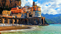 General 1920x1080 architecture building house Italy coast old building beach sand sea mountains arch bridge rock clouds tower