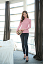 波浪纹半高领针织毛衣 : Romantic & Trendy Looks, Styleonme