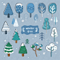 满天飘雪 常青树林 圣诞快乐 圣诞插图插画设计AI cm180011505