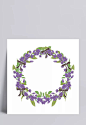 手绘花环|手绘花环,圆环,紫色花朵,绿色树叶,花环,装饰元素,装饰元素,设计元素