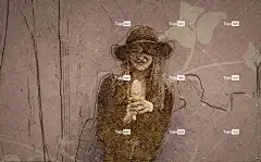 女士 肖像 画画 帽 头 快乐的 女性