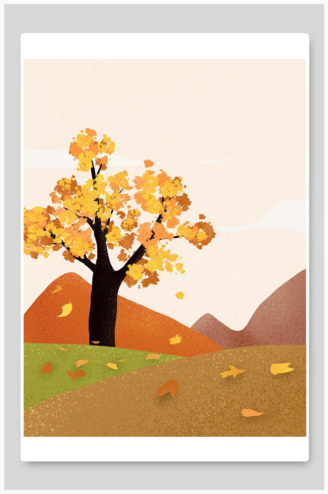 树木黄色创意高端大气秋天海报背景