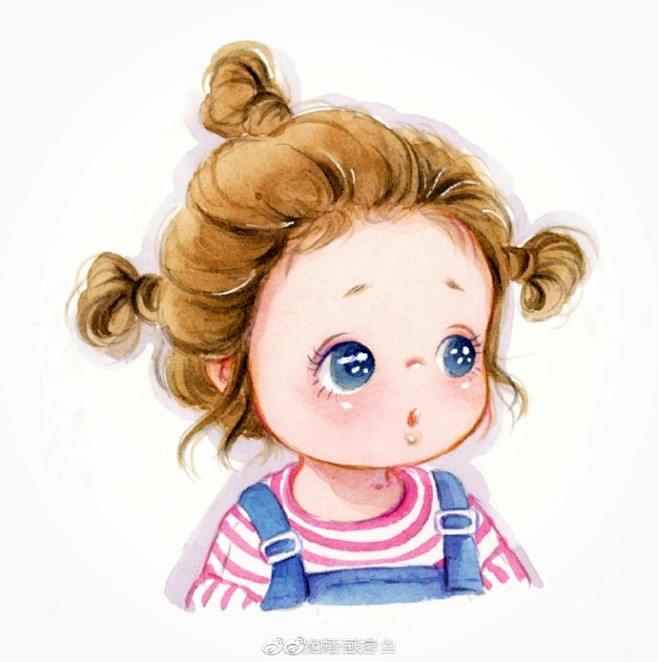 遇见艺术##绘画# 投稿:@脸妈-彼岸鱼 | 〖萌宝头像〗有没有一个萌到