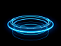 蓝色发光缠绕的环形立体感科技圆元素商业背景图
