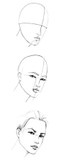 basic sketch of fashion and face. Rosto e base croqui