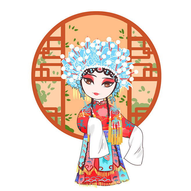 卡通手绘q版中国传统戏剧京剧人物素材q版.