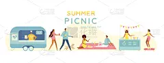 野餐,夏天,绘画插图,卡通,乐趣,矢量,周末活动,食品,公园,狗