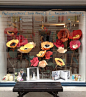 oversized paper flower window display