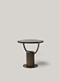 Shakedesign_Coffee tables_Loop coffee table with light bronze metal structure, ash wood top in T46 tinta noce