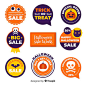 Halloween sale label collection with flat design