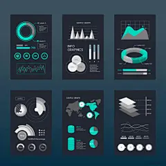 10款商业报告方案互联网柱状折线图数据统计信息图表AI矢量元素设计素材 - 平面素材下载