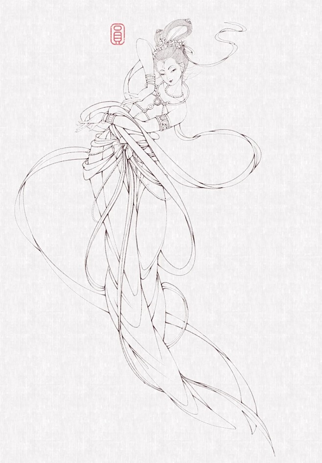 敦煌天女_1_哧溜圆（插画师）_来自小红...