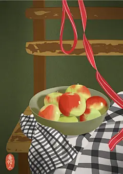 水果-壶帽人_水果,插画,厚涂,写实_涂鸦王国插画