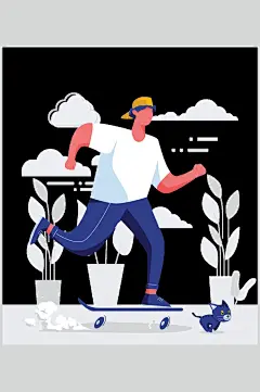时尚黑色唯美人物场景插画矢量素材-众图网
