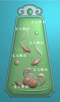 观音山水人物牌头灰度浮雕玉雕图电脑雕刻精雕图白玉牌子荷花鲤鱼-淘宝网