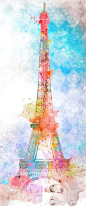 水彩Paris Tower