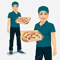 一个披萨送餐员 页面网页 平面电商 创意素材