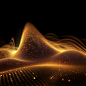 Gold color digital particles wave flow Or diffuse by the wind of the sand. Abstract technology background concept 5