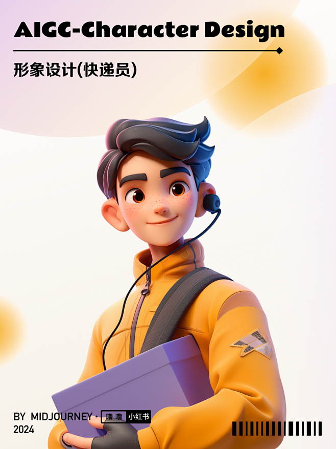 AIGC卡通形象设计快递员