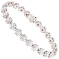 Studio Rêves Floral Tapered Baguette Diamond Tennis Bracelet in 18 Karat Gold For Sale at 1stDibs