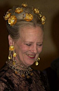 Queen Margrethe of Denmark wearing the Poppy Tiara.(Danish) That is one "interesting" tiara...: 