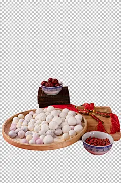 中国结枸杞花生汤圆元宵节摄影图免扣PNG