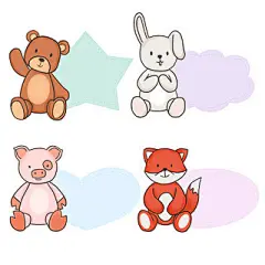 卡通手绘儿童姓名牌元素原创插画素材