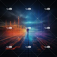 交易图表路径蓝色和橙色照明海报